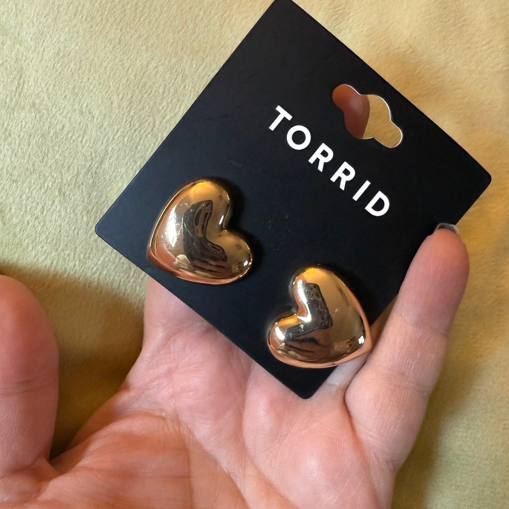 TORRID Gold Heart Statement Earrings BRAND NEW